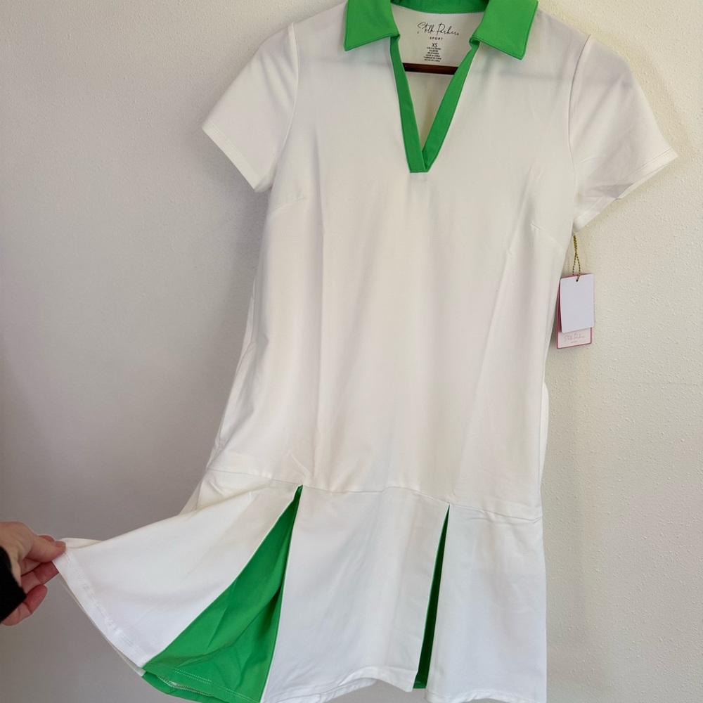 Stella Parker Sport Golf Dress XS White Green Tennis UPF 50 NWT - Picture 7 of 10